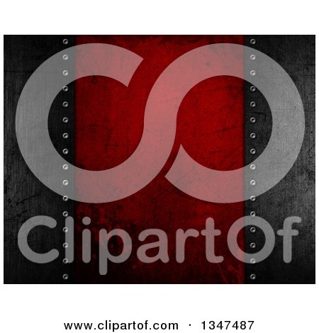 Clipart of a Scratched Red Metal Panel with Black Panels - Royalty Free Illustration by KJ Pargeter