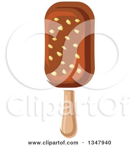 Clipart of a Cartoon Fudge Popsicle with Nuts - Royalty Free Vector Illustration by Vector Tradition SM