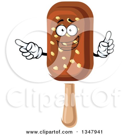 Clipart of a Cartoon Fudge Popsicle Character with Nuts - Royalty Free Vector Illustration by Vector Tradition SM
