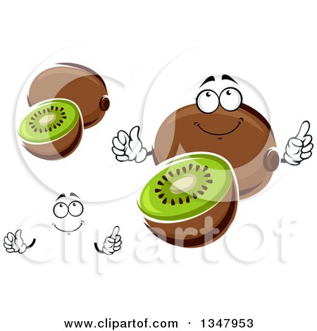 Clipart of a Cartoon Face, Hands and Kiwi Fruits 2 - Royalty Free Vector Illustration by Vector Tradition SM