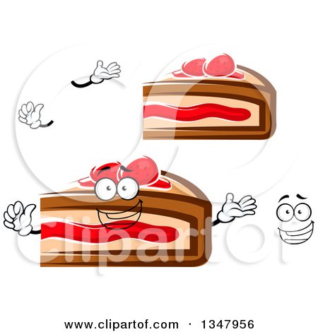 Clipart of a Cartoon Face, Hands and Slices of Cake 2 - Royalty Free Vector Illustration by Vector Tradition SM
