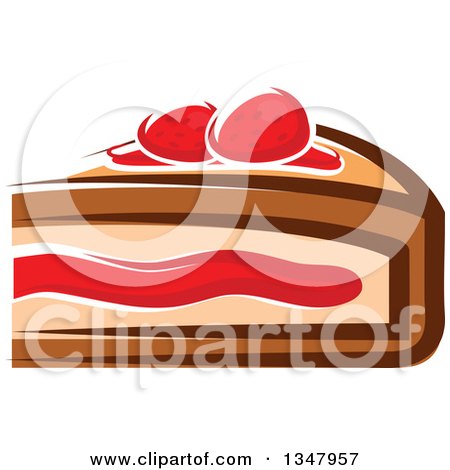 Clipart of a Cartoon Slices of Cake with Strawberries - Royalty Free Vector Illustration by Vector Tradition SM