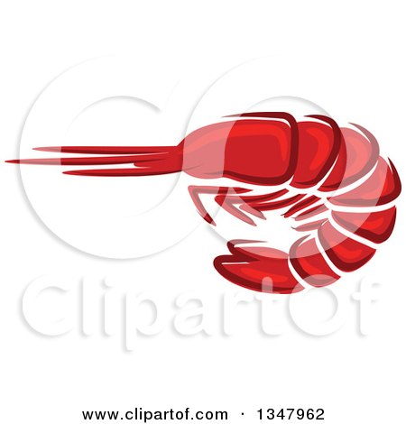 Clipart of a Cartoon Red Prawn Shrimp - Royalty Free Vector Illustration by Vector Tradition SM