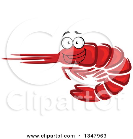 Clipart of a Cartoon Red Prawn Shrimp Grinning - Royalty Free Vector Illustration by Vector Tradition SM