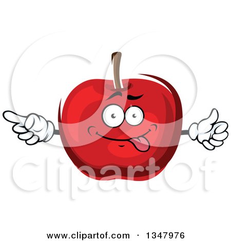 Clipart of a Cartoon Goofy Red Apple Pointing - Royalty Free Vector Illustration by Vector Tradition SM