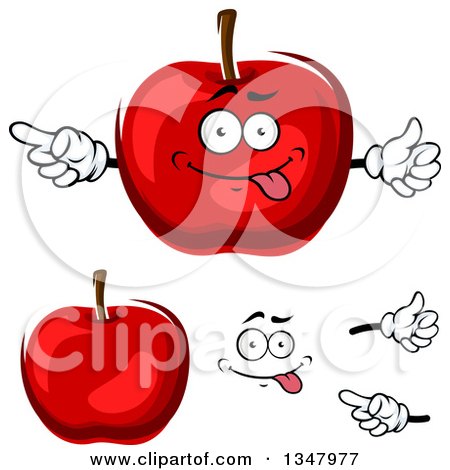 Clipart of a Cartoon Face, Hands and Red Apples - Royalty Free Vector Illustration by Vector Tradition SM