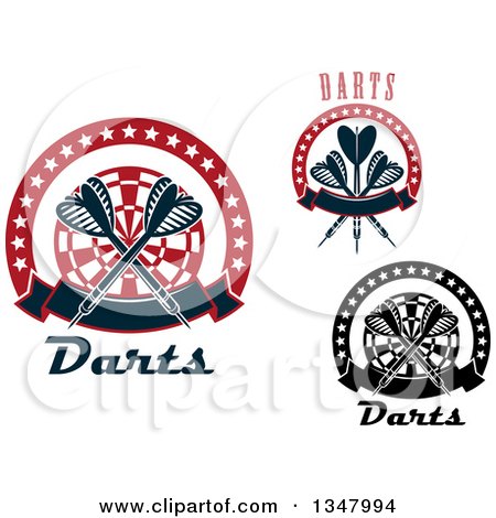 Clipart of Crossed Darts and Targets with Stars and Banners - Royalty Free Vector Illustration by Vector Tradition SM