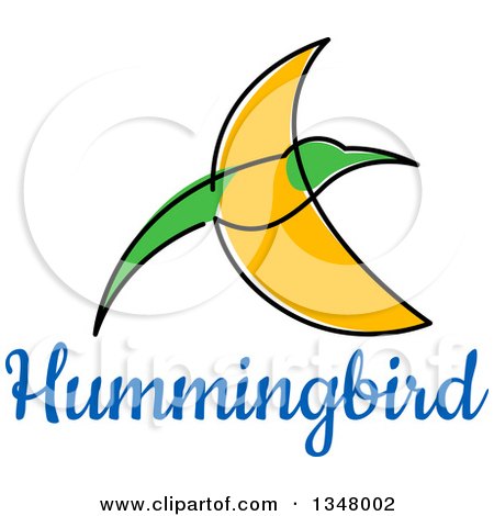 Clipart of a Sketched Green and Yellow Hummingbird and Text 3 - Royalty Free Vector Illustration by Vector Tradition SM