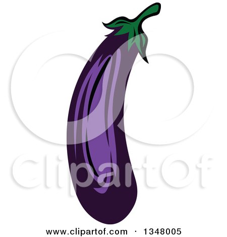 Clipart of a Cartoon Purple Eggplant 5 - Royalty Free Vector Illustration by Vector Tradition SM