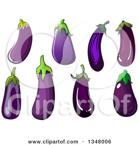 Clipart of Cartoon Purple Eggplants - Royalty Free Vector Illustration by Vector Tradition SM