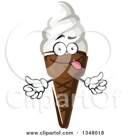 Clipart of a Cartoon Goofy Vanilla Ice Cream Waffle Cone Character - Royalty Free Vector Illustration by Vector Tradition SM