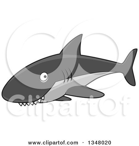 Clipart of a Cartoon Gray Shark with a Toothy Grin - Royalty Free Vector Illustration by Vector Tradition SM