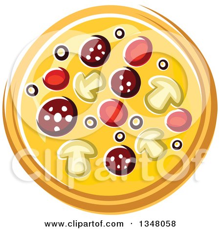 Clipart of a Cartoon Supreme Pizza 2 - Royalty Free Vector Illustration by Vector Tradition SM