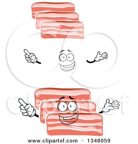 Clipart of a Cartoon Face, Hands and Bacon Slices - Royalty Free Vector Illustration by Vector Tradition SM