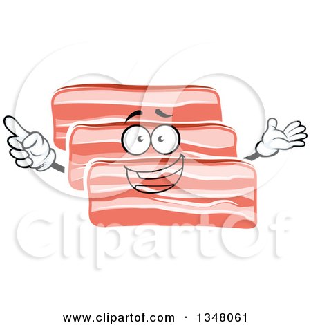Clipart of a Cartoon Bacon Slices Character - Royalty Free Vector Illustration by Vector Tradition SM