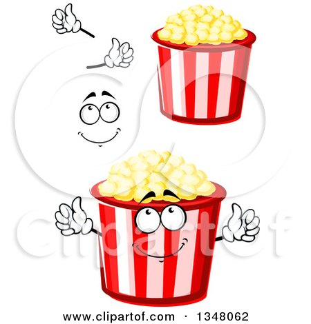 Clipart of a Cartoon Face, Hands and Popcorn Buckets 2 - Royalty Free Vector Illustration by Vector Tradition SM