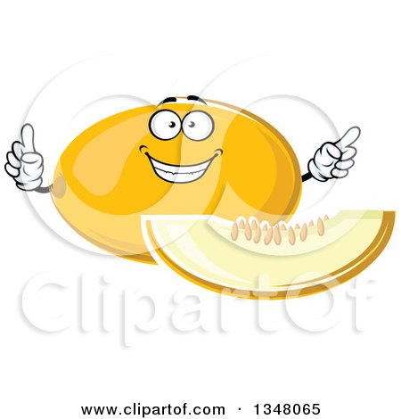 Clipart of a Cartoon Canary Melon Character and Slice - Royalty Free Vector Illustration by Vector Tradition SM