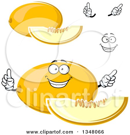 Clipart of a Cartoon Face, Hands and Canary Melons 2 - Royalty Free Vector Illustration by Vector Tradition SM