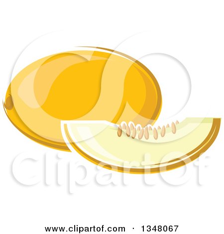 Clipart of a Cartoon Canary Melon and Slice - Royalty Free Vector Illustration by Vector Tradition SM
