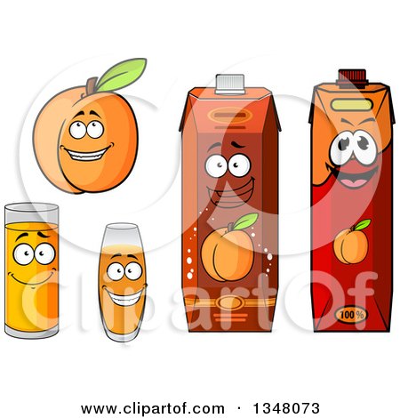Clipart of a Cartoon Apricot Character and Juices 4 - Royalty Free Vector Illustration by Vector Tradition SM