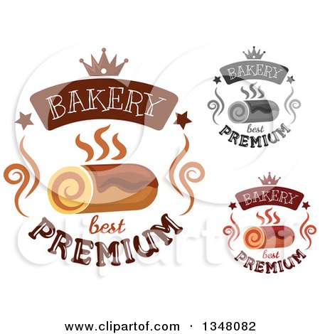 Clipart of Bakery Designs with Roll Cakes and Text - Royalty Free Vector Illustration by Vector Tradition SM
