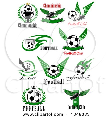 Clipart of Sports Designs with Text and Soccer Balls - Royalty Free Vector Illustration by Vector Tradition SM