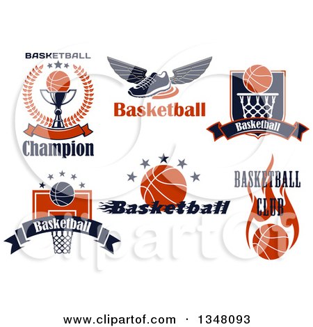 Clipart of Sports Designs with Text and Basketballs - Royalty Free Vector Illustration by Vector Tradition SM