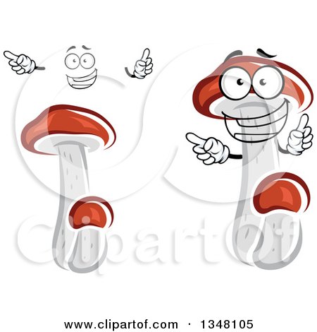 Clipart of a Cartoon Face, Hands and Mushrooms 2 - Royalty Free Vector Illustration by Vector Tradition SM
