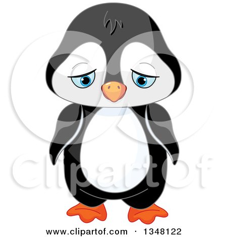 Clipart of a Cute Sad Penguin Pouting - Royalty Free Vector Illustration by Pushkin