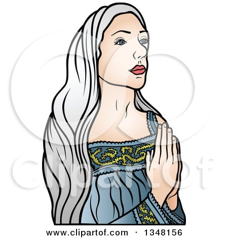 Clipart of Virgin Mary in Blue, Praying - Royalty Free Vector Illustration by dero