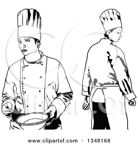 Clipart of Black and White Female Chefs - Royalty Free Vector Illustration by dero
