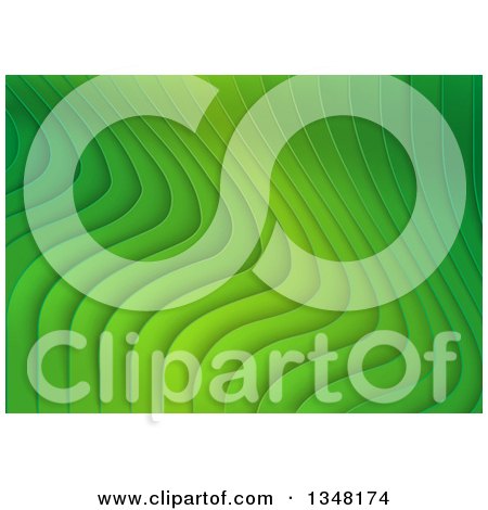 Clipart of a Background of Green Rippling Stripes - Royalty Free Vector Illustration by dero