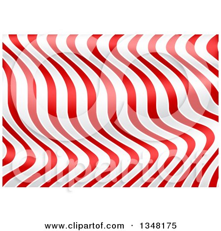 Clipart of a Ripple Background of Red and White Stripes - Royalty Free Vector Illustration by dero