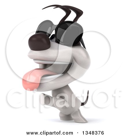 Clipart of a 3d Jack Russell Terrier Dog Wearing Sunglasses and Standing on His Hind Legs - Royalty Free Illustration by Julos