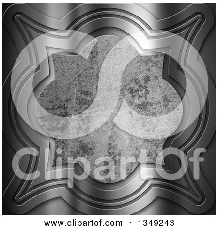 Clipart of a Concrete and Shiny Metal Plaque - Royalty Free Illustration by KJ Pargeter