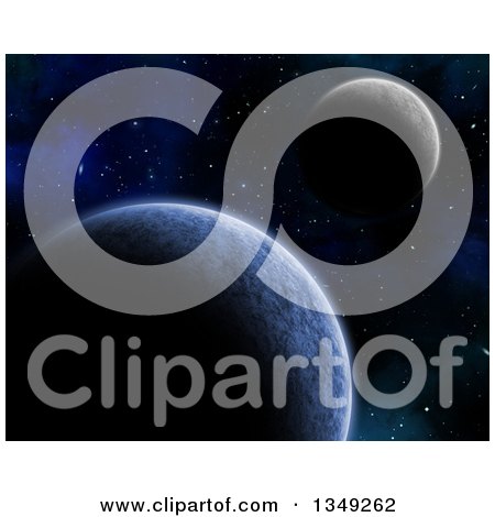 Clipart of a Background of 3d Fictional Planets in Outer Space - Royalty Free Illustration by KJ Pargeter