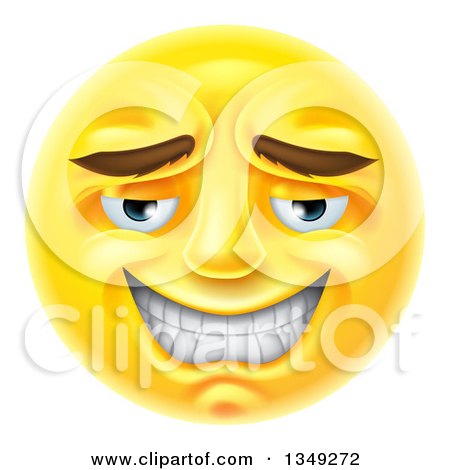 Clipart of a 3d Yellow Male Smiley Emoji Emoticon Face with an Embarassed Expression - Royalty Free Vector Illustration by AtStockIllustration