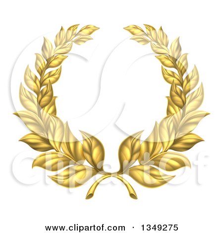 Clipart of a Round Gold Laurel Wreath - Royalty Free Vector Illustration by AtStockIllustration
