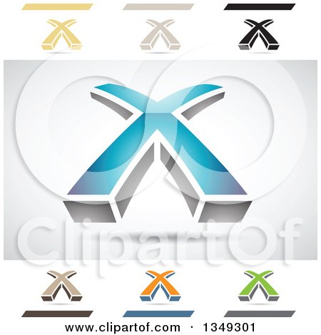 Clipart of Abstract Letter X Logo Design Elements - Royalty Free Vector Illustration by cidepix