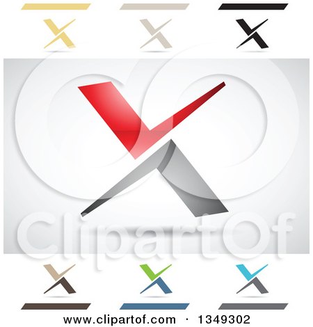 Clipart of Abstract Letter X Logo Design Elements - Royalty Free Vector Illustration by cidepix