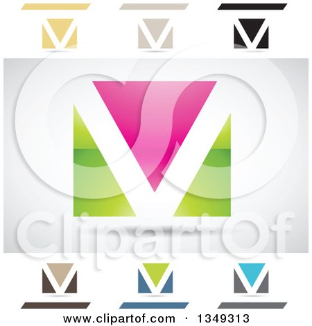 Clipart of Abstract Letter V Logo Design Elements - Royalty Free Vector Illustration by cidepix