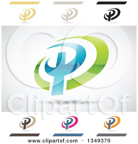 Clipart of Abstract Letter P Logo Design Elements - Royalty Free Vector Illustration by cidepix