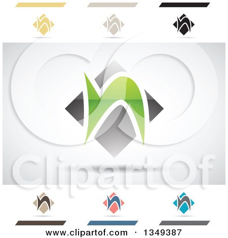Clipart of Abstract Letter N Logo Design Elements - Royalty Free Vector Illustration by cidepix