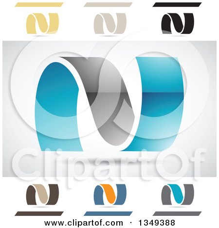Clipart of Abstract Letter N Logo Design Elements - Royalty Free Vector Illustration by cidepix