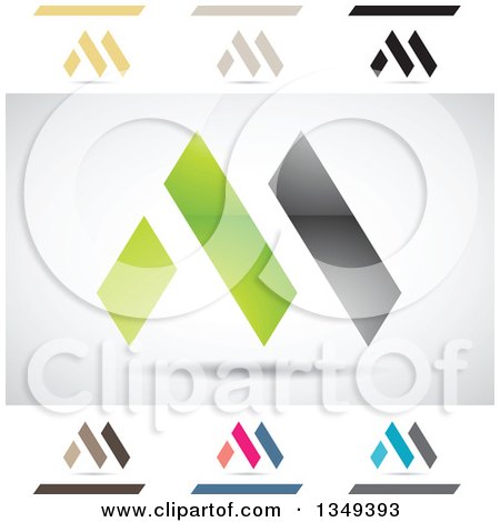 Clipart of Abstract Letter M Logo Design Elements - Royalty Free Vector Illustration by cidepix