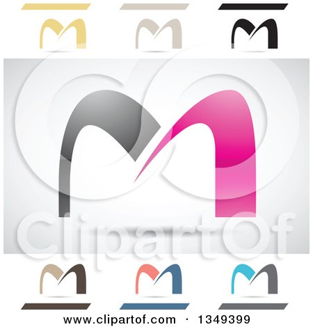 Clipart of Abstract Letter M Logo Design Elements - Royalty Free Vector Illustration by cidepix