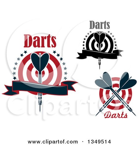 Clipart of Throwing Dart and Target Designs with Text - Royalty Free Vector Illustration by Vector Tradition SM