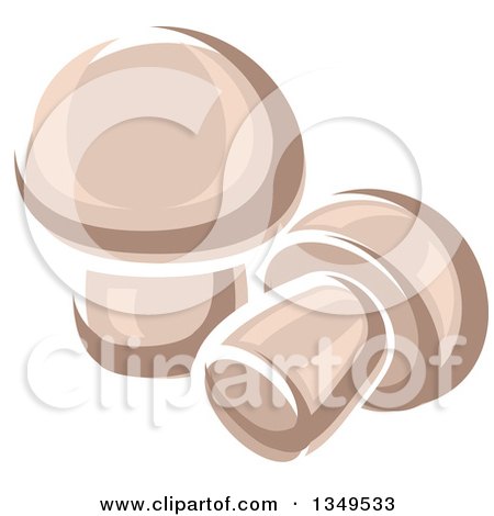 Clipart of Cartoon Button Mushrooms - Royalty Free Vector Illustration by Vector Tradition SM