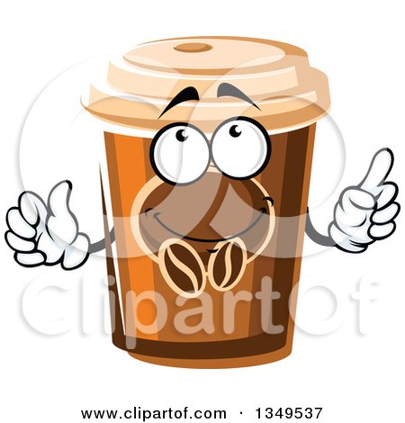 Clipart of a Cartoon Take out Coffee Cup Character - Royalty Free Vector Illustration by Vector Tradition SM