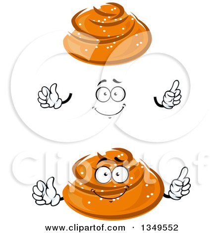 Clipart of a Cartoon Face, Hands and Buns with Sesame Seeds - Royalty Free Vector Illustration by Vector Tradition SM